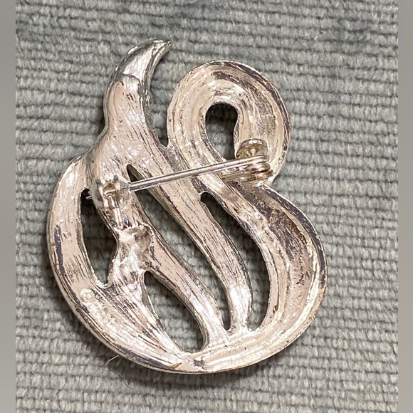 Vintage FAF silver tone rhinestone Swan Broch pin 1.5” x 1” stunning, flawless - Picture 3 of 6